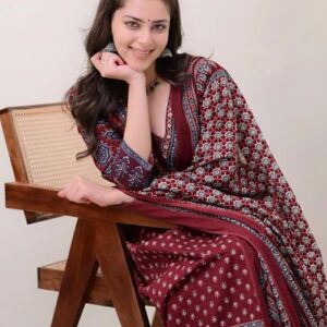 KLOSIA Women's Rayon Printed Anarkali Kurta and Pant with Dupatta Set