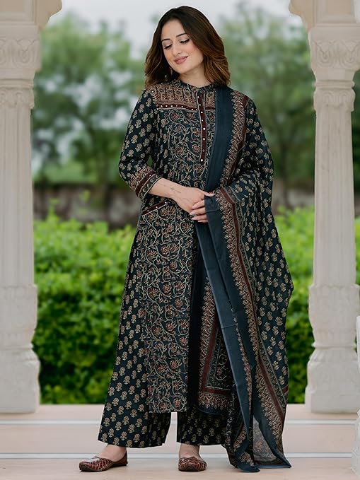 2-prod9 Arayna Women’s Cotton Printed Kurta Set - Image 2