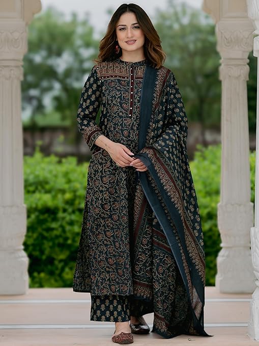 4-prod9 Arayna Women’s Cotton Printed Kurta Set - Image 4