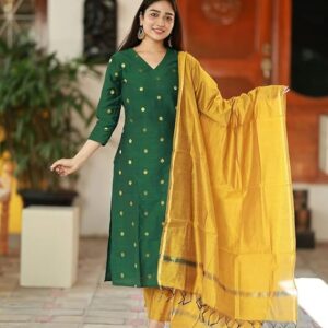 GoSriKi Women's Rayon Viscose Printed Straight Kurta with Pant & Dupatta